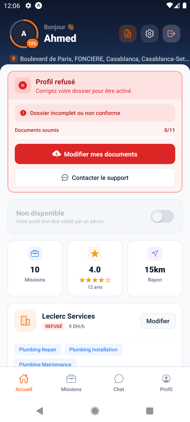 Profil refusé