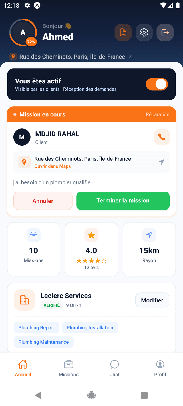 Mission en cours